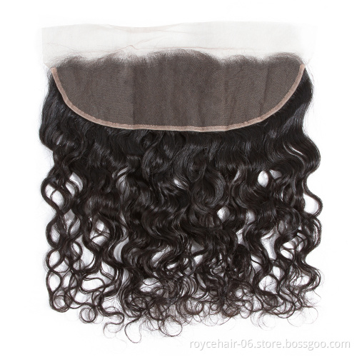 10A Grade Raw Unprocessed Brazilian Hair Double Drawn Water Wave Curly Weave  Human Hair Extensions with Lace Frontal Closure